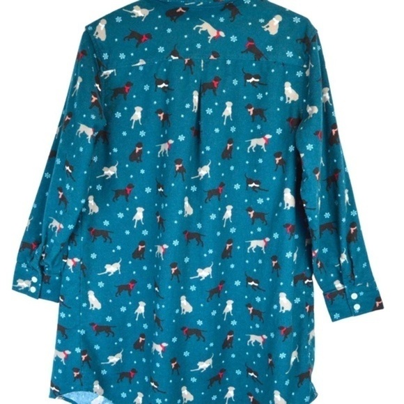 LAZY MONDAYS Soft Brushed Cotton Long Sleep Shirt ‘Labs in Scarves’, Medium‎ - Picture 4 of 11